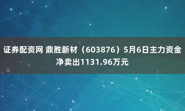证券配资网 鼎胜新材（603876）5月6日主力资金净卖出1131.96万元